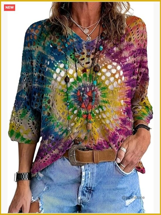 Other - Boho Tie Dye Crochet Lightweight Beach Cover Up Sweater